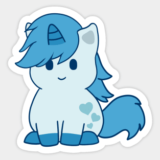 Cute Blue Valentine Unicorn Sticker